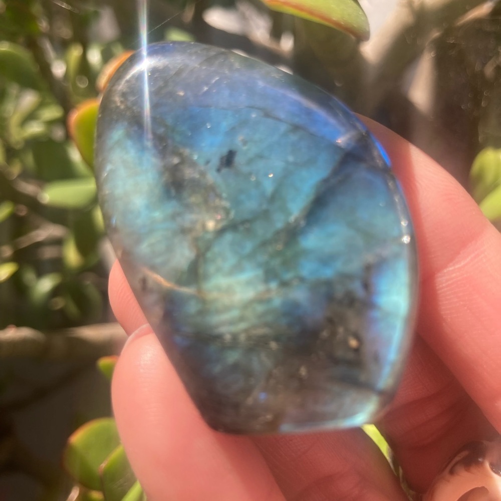 Stunning high grade labradorite free form polished crystal
